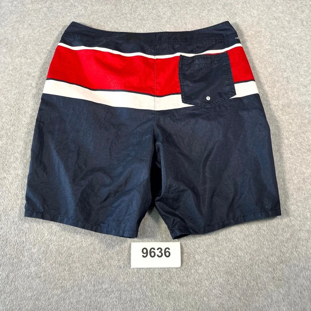 Hollister Board Shorts Mens 34 Blue Red Drawstring Waist Beachwear Summer Swim